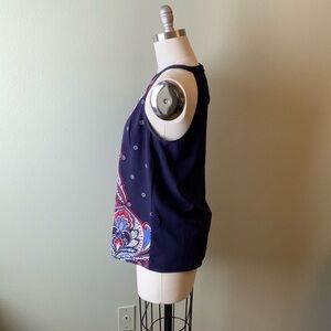 Sleeveless/halter top, Banana Republic, sz M, w/paisley design on front.
